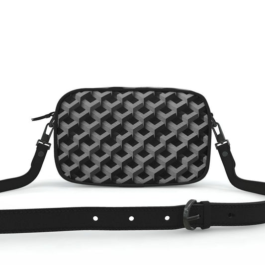 AL Printed Black & Grey Leather Messenger Bag