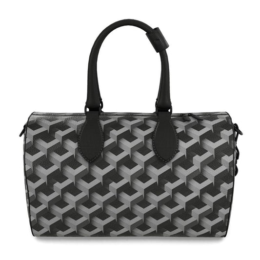 AL Printed Black & Grey Small Leather Duffle