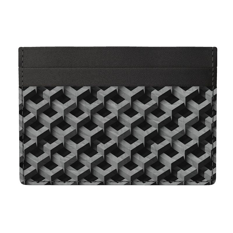 AL Printed Black & Grey Leather Card Holder