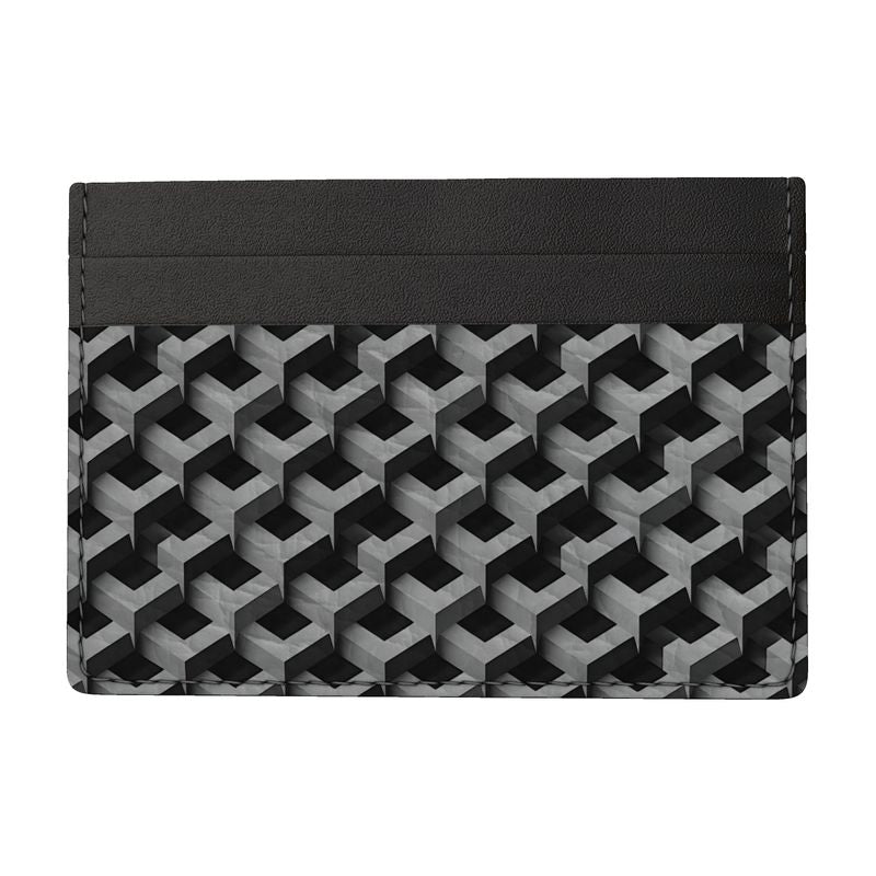 AL Printed Black & Grey Leather Card Holder