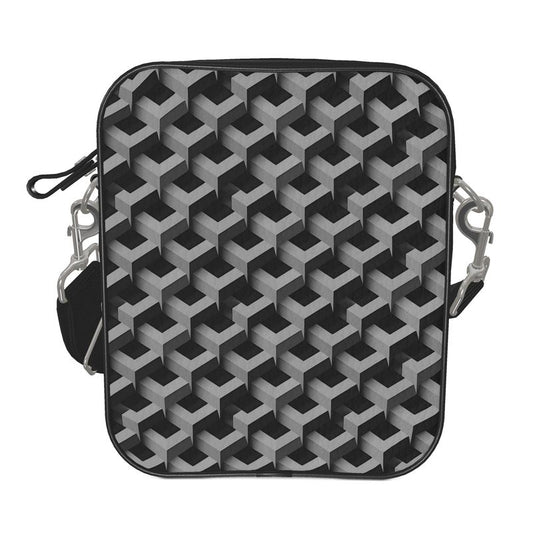 AL Printed Black & Grey Shoulder Leather Bag